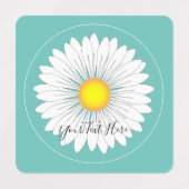 Blauwgroen  kleine Daisy Square Labels (Design 1)