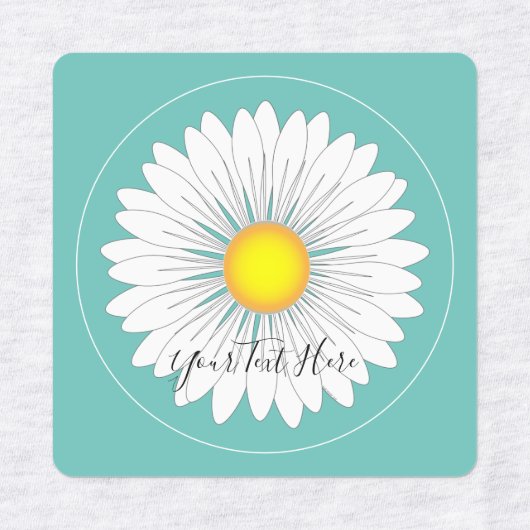 Blauwgroen  kleine Daisy Square Labels (Design 1)