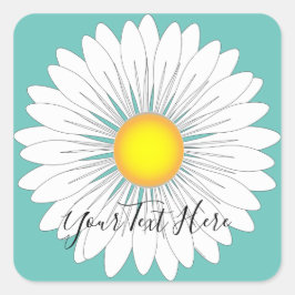 Blauwgroen  kleine Daisy Vierkante Sticker