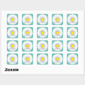 Blauwgroen  kleine Daisy Vierkante Sticker (Vel)