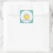 Blauwgroen  kleine Daisy Vierkante Sticker (Tas)