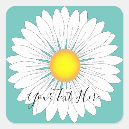 Blauwgroen  kleine Daisy Vierkante Sticker (Voorkant)