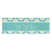 Blauwgroen  kleine madeliefje rechthoek gevormd op naambadge (Voorkant)