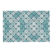 Blauwgroen kleur Etnisch patroon