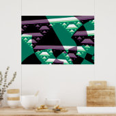 Blauwgroen kleur Moderne Abstracte fractale kunst Poster (Keuken)