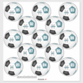 blauwgroen kleuren voor het zwarte voetbalteam 13  sticker (Vel)