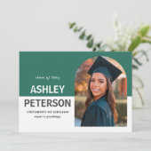 Blauwgroen kleurenblok Aansporing foto-Afstuderen Kaart (Staand voorkant)