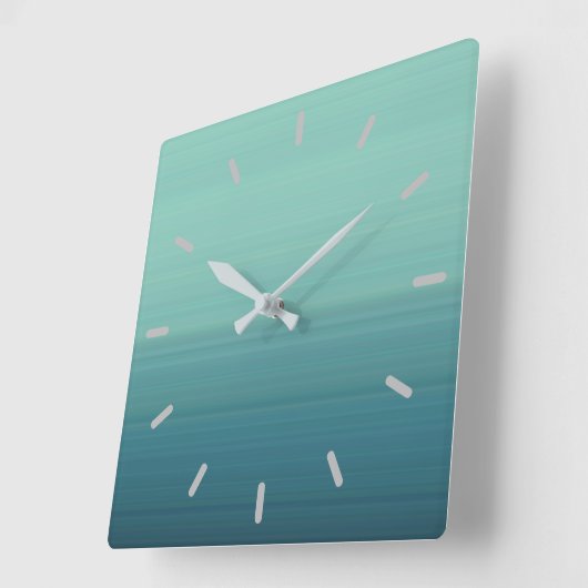 Blauwgroen kleurenschaduwen vierkante klok (Hoek)