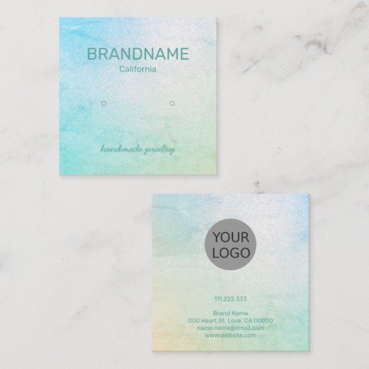 Blauwgroen kleurgradiënt, verloopafdruk, oormerken vierkante visitekaartje (Voorkant / Achterkant)