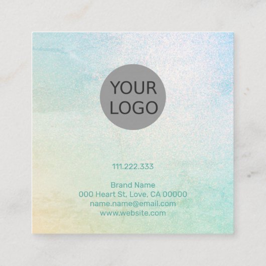 Blauwgroen kleurgradiënt, verloopafdruk, oormerken vierkante visitekaartje (Achterkant)