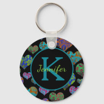 Blauwgroen kleurige florale harten initiaal naam m