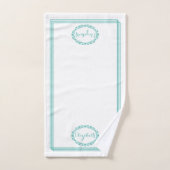 Blauwgroen Kleurnaam in Bloemenovalen met Rechthoe Bad Handdoek (Handdoek)