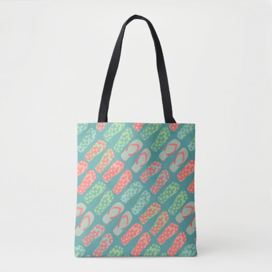 Blauwgroen kleurrijk Dotty Flip Flop Patroon Tote Bag (Voorkant)