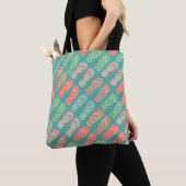 Blauwgroen kleurrijk Dotty Flip Flop Patroon Tote Bag (Dichtbij)