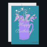 Blauwgroen kleurrijke Happy Birthday Flowers in Mo Feestdagenkaart<br><div class="desc">Een origineel bloemkunstwerk van kunstenares Linda Kavalsky,  voeg wat kleur toe om iemands dag op te fleuren!</div>