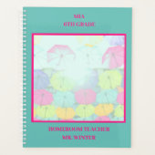 Blauwgroen Kleurrijke Paraplu's School Klaslokaal  Planner (Voorkant)