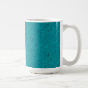 Blauwgroen koffie-Mok met ingegraveerde Rozen Koffiemok