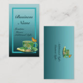 Blauwgroen koffiebeker Visitekaartje 2 (Voorkant / Achterkant)