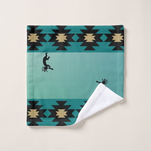 Blauwgroen Kokopelli Bath Towel Set Bad Handdoek (Wasdoekje)