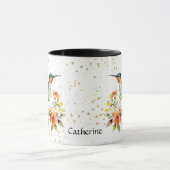 Blauwgroen kolibrie Tangerine Sinaasappel Flowers Mok (Midden)