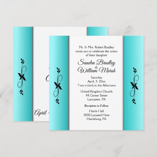 Blauwgroen kolommen Uitnodiging tot weddenschappen (Voorkant / Achterkant)