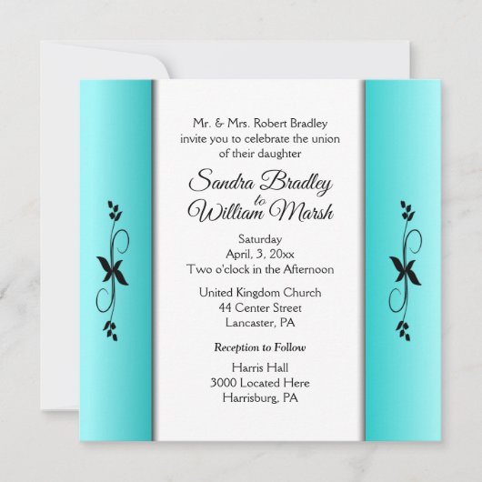 Blauwgroen kolommen Uitnodiging tot weddenschappen (Voorkant)