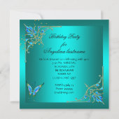 Blauwgroen koninklijke blauwe vlinder Birthday Par Kaart (Achterkant)