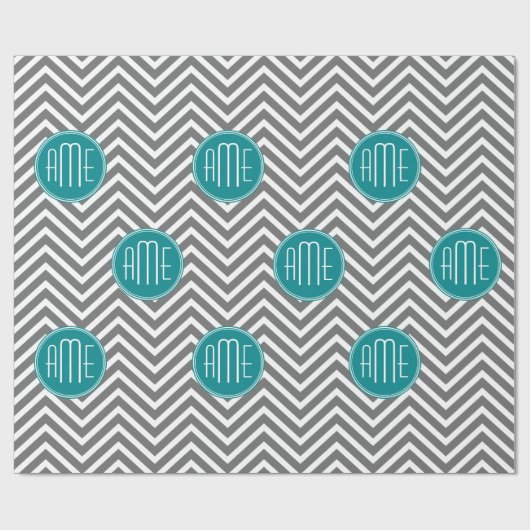 Blauwgroen Koolsteenkool - Aangepast monogram Cadeaupapier (Vlak)