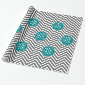 Blauwgroen Koolsteenkool - Aangepast monogram Cadeaupapier (Uitgerold)