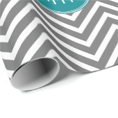 Blauwgroen Koolsteenkool - Aangepast monogram Cadeaupapier (Rol Hoek)