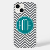 Blauwgroen Koolsteenkool - Aangepast monogram Case-Mate iPhone Case (Achterkant)