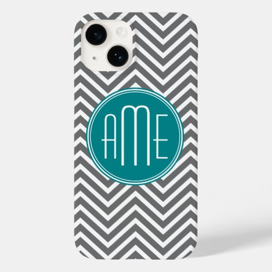 Blauwgroen Koolsteenkool - Aangepast monogram Case-Mate iPhone Case (Achterkant)