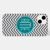 Blauwgroen Koolsteenkool - Aangepast monogram Case-Mate iPhone Case (Achterkant (horizontaal))