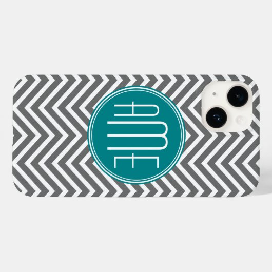 Blauwgroen Koolsteenkool - Aangepast monogram Case-Mate iPhone Case (Achterkant (horizontaal))