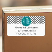 Blauwgroen Koolsteenkool - Aangepast monogram Etiket