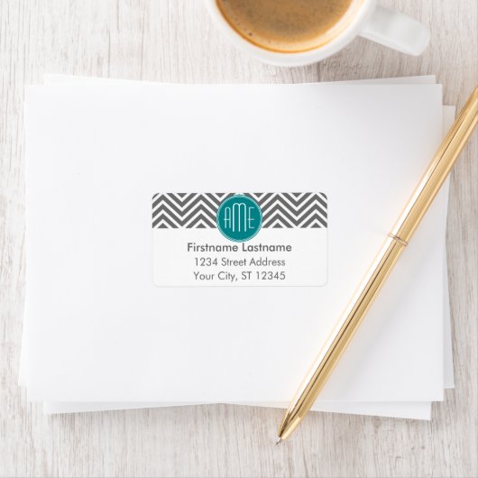 Blauwgroen Koolsteenkool - Aangepast monogram Etiket (Insitu)