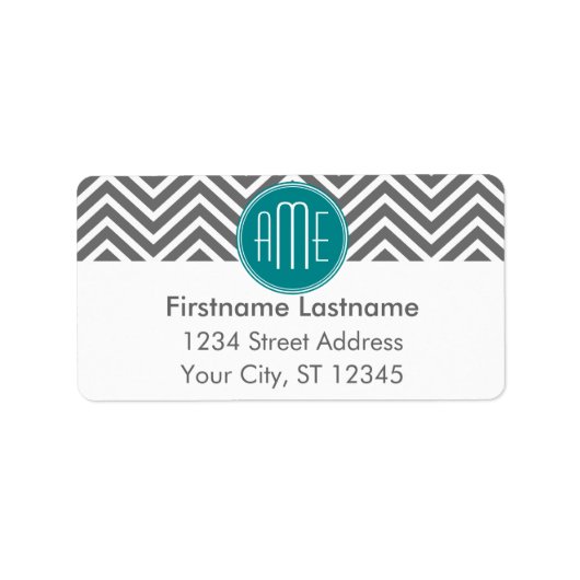 Blauwgroen Koolsteenkool - Aangepast monogram Etiket (Voorkant)