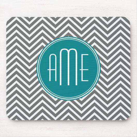 Blauwgroen Koolsteenkool - Aangepast monogram Muismat (Voorkant)