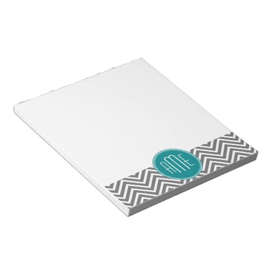 Blauwgroen Koolsteenkool - Aangepast monogram Notitieblok (Schuin)