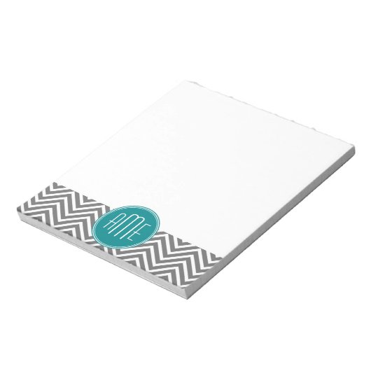 Blauwgroen Koolsteenkool - Aangepast monogram Notitieblok (Linkerzijde)