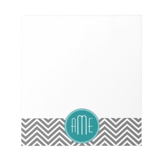 Blauwgroen Koolsteenkool - Aangepast monogram Notitieblok (Voorkant)