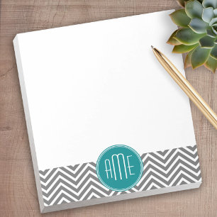 Blauwgroen Koolsteenkool - Aangepast monogram Notitieblok