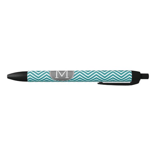 Blauwgroen Koolsteenkool - Aangepast monogram Zwarte Inkt Pen (Bodem)