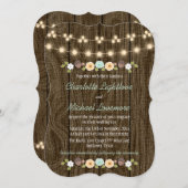 Blauwgroen koord van de Herfst van Lichten Rustic Kaart (Voorkant / Achterkant)