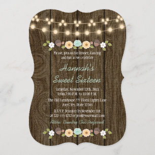 Blauwgroen Koord van Lights Rustic Sweet 16 Kaart