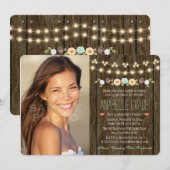 Blauwgroen Koord van Lights Rustic Sweet Sixteen Kaart (Voorkant / Achterkant)