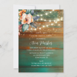 Blauwgroen Koper Hout Pioen Licht Bachelorette Par Kaart