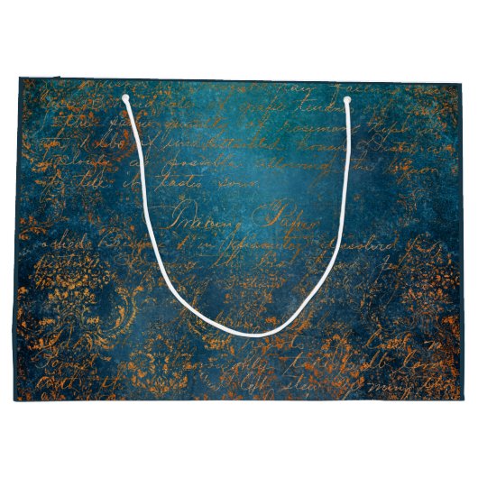 Blauwgroen & Koper Patina Script Groot Cadeauzakje (Achterkant)