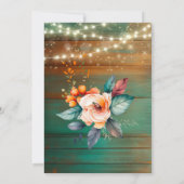 Blauwgroen koperen houten pioen licht verlovingsfe kaart (Achterkant)