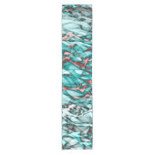 Blauwgroen koraal Abstracte Art Short Table Runner Korte Tafelloper (Voorkant)